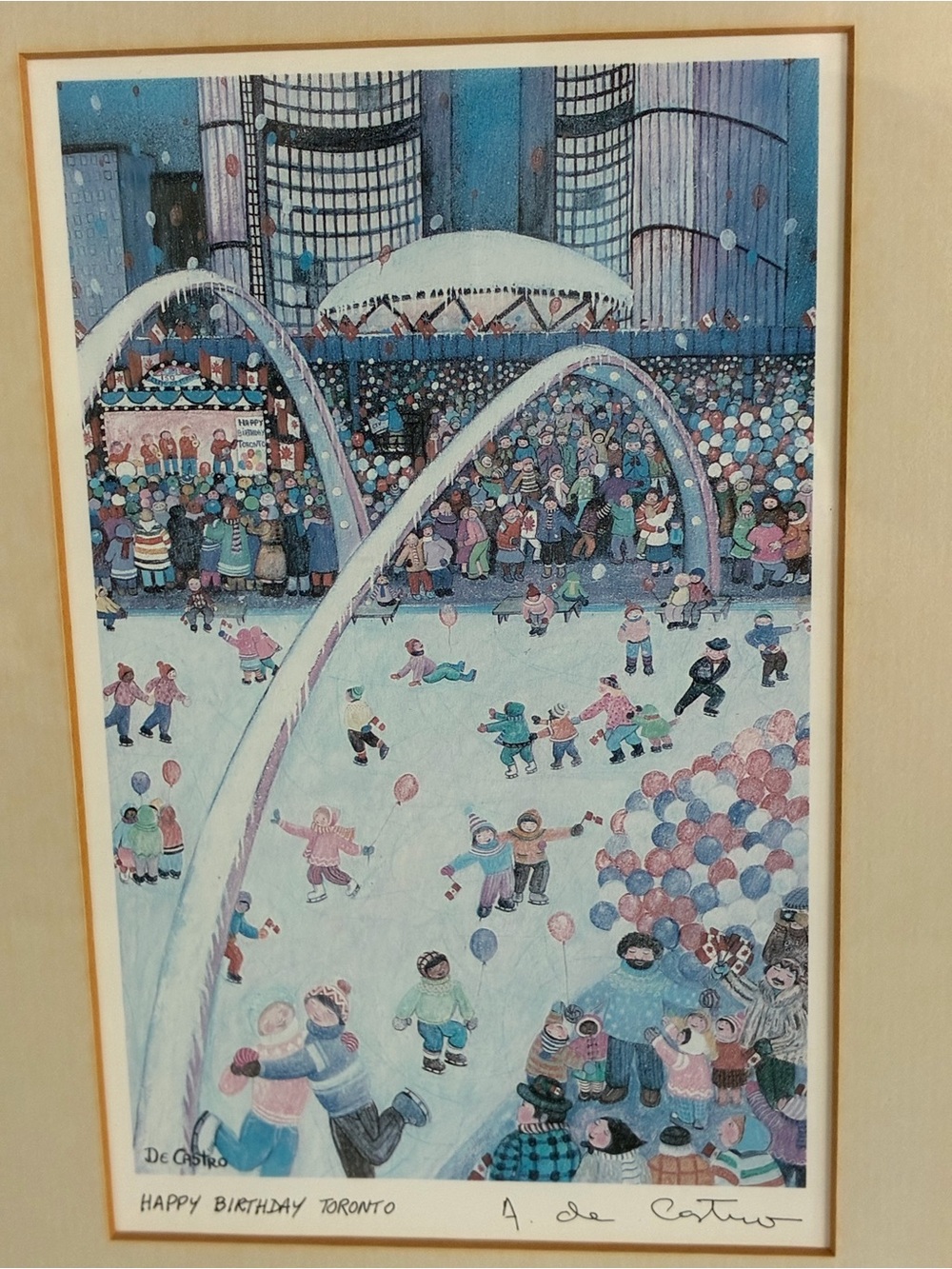 Signed Art titled “Happy Birthday Toronto”created by Alberto de Castro 1952–1995